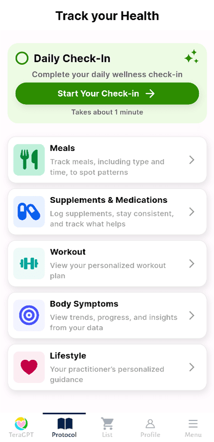 Meal Plans and Health Tracking App Screen