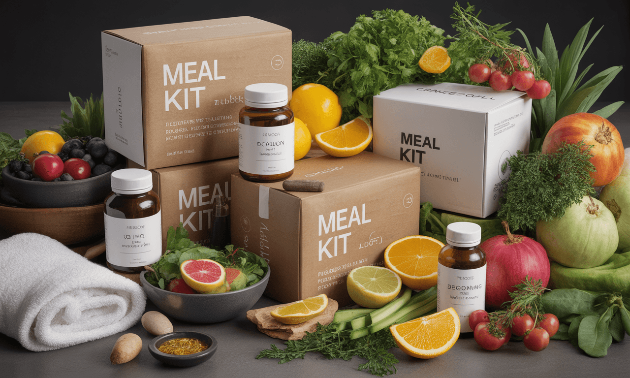 Modern wellness grocery store with fresh produce and supplements