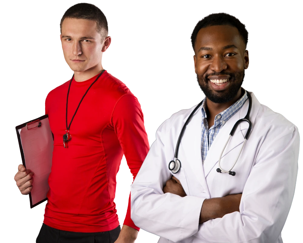 Illustration of a clinician and a coach.
